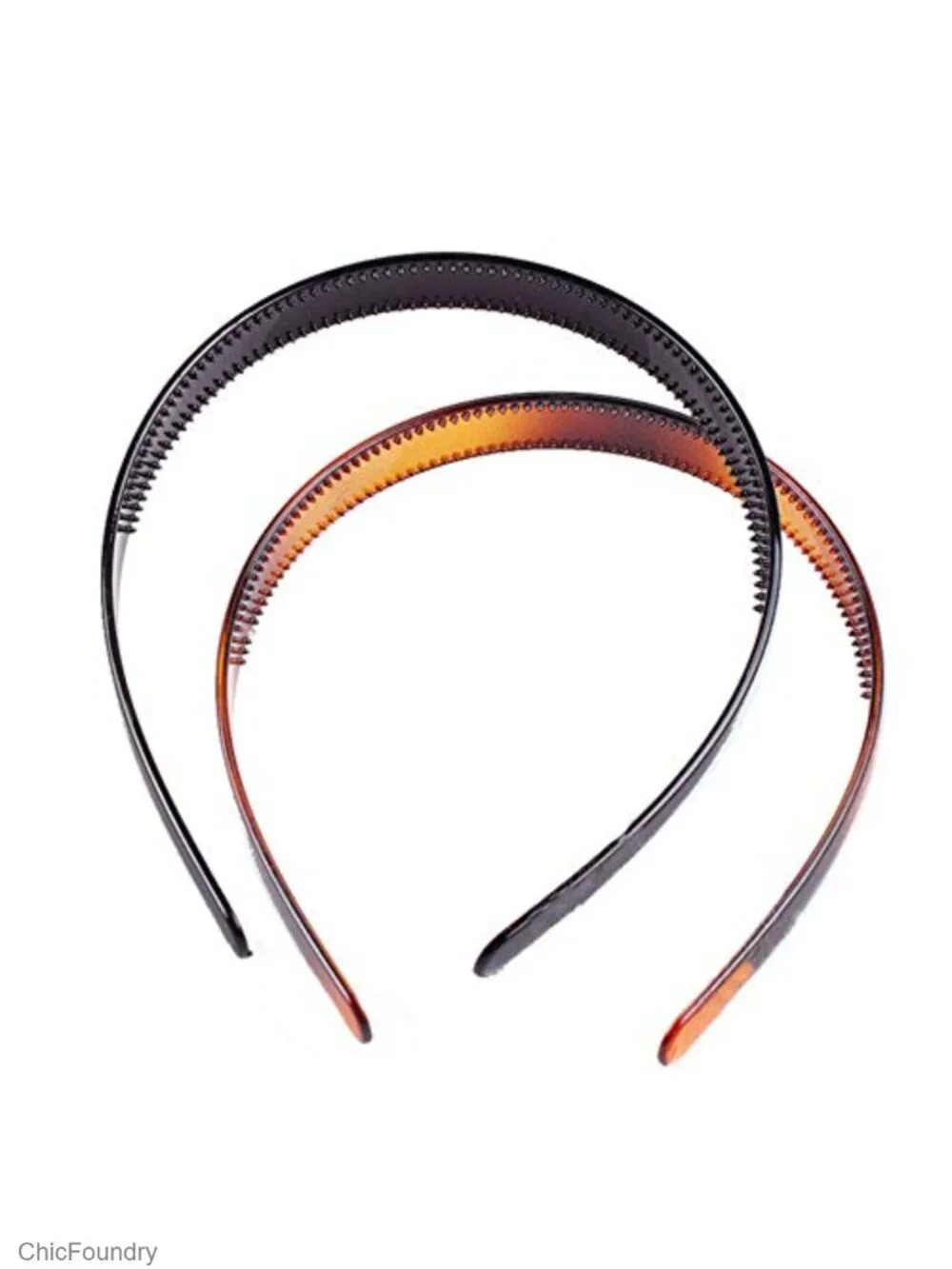Set of 2 Plastic Headbands for Women, Fine Tooth Hair Hoop, One Size
